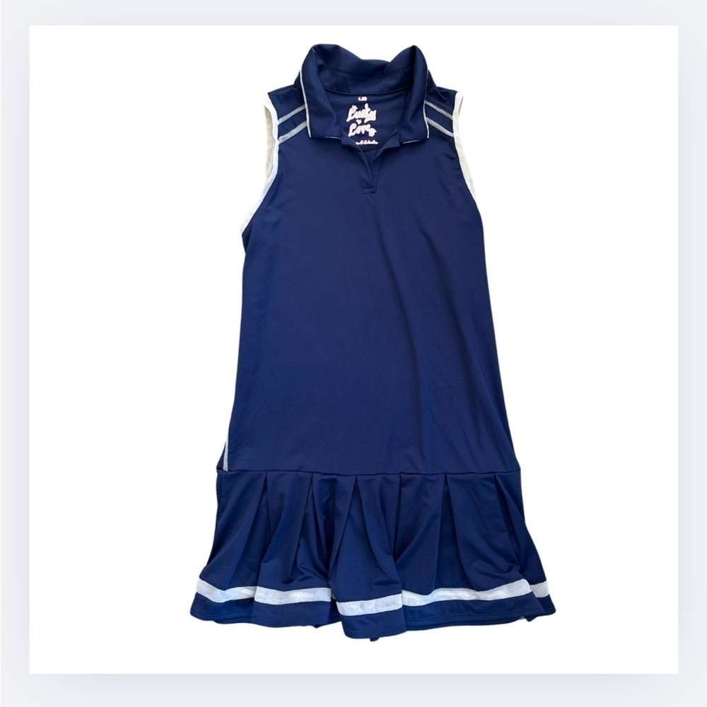 Lucky in Love Girls Navy Tennis Dress - Picture 1 of 7